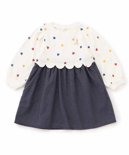 日本童裝 apres les cours 扇貝拼接連身裙 80-140cm 女童款 秋季 DRESSES 聖誕紅/新年紅