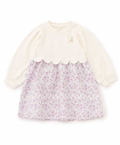 日本童裝 apres les cours 扇貝拼接連身裙 80-140cm 女童款 秋季 DRESSES 聖誕紅/新年紅