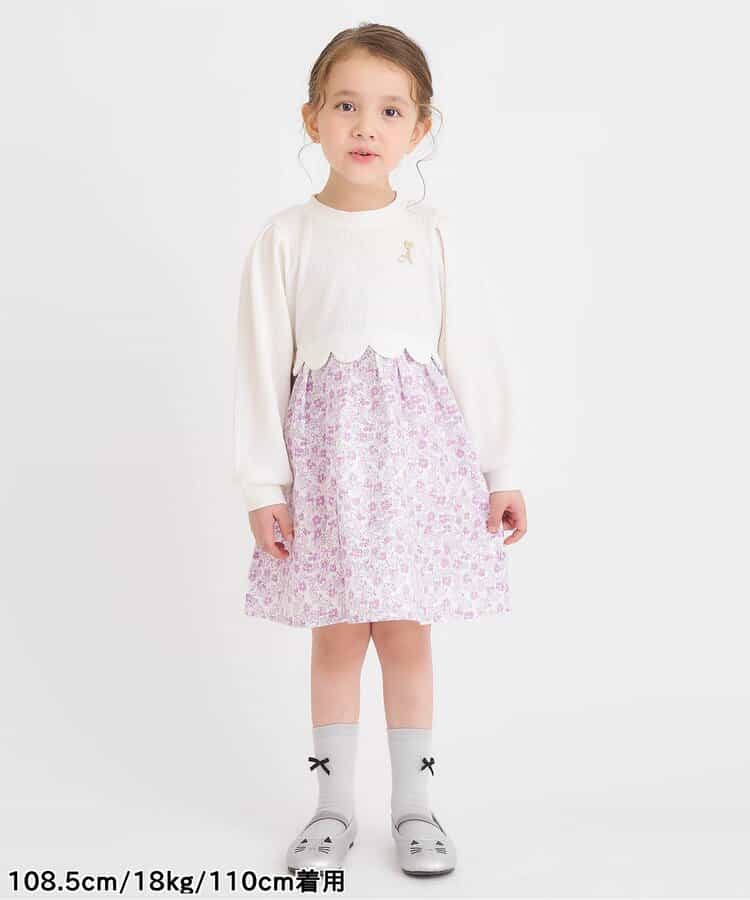 日本童裝 apres les cours 扇貝拼接連身裙 80-140cm 女童款 秋季 DRESSES 聖誕紅/新年紅
