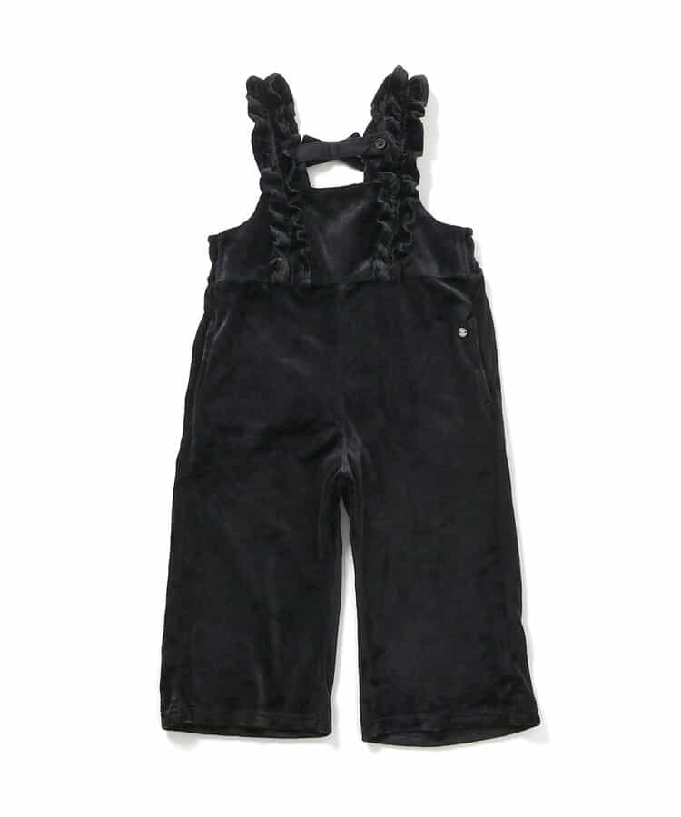 日本童裝 apres les cours 天鵝絨荷葉邊工裝褲 90-140cm 女童款 秋季 Jumpsuit