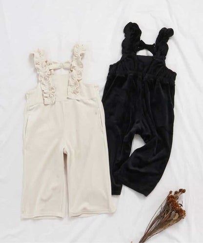 日本童裝 apres les cours 天鵝絨荷葉邊工裝褲 90-140cm 女童款 秋季 Jumpsuit
