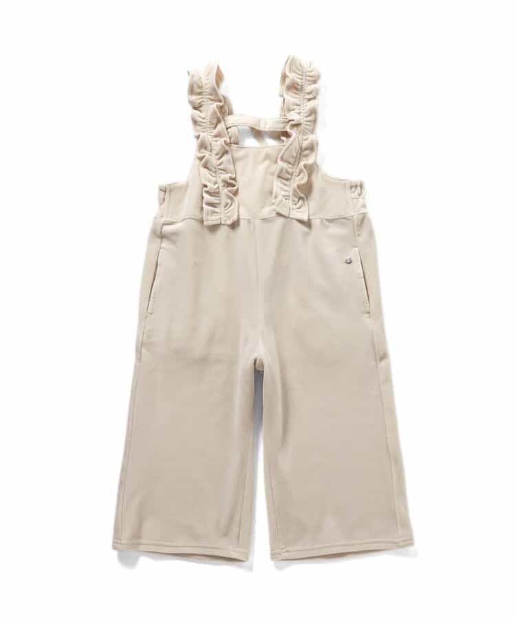 日本童裝 apres les cours 天鵝絨荷葉邊工裝褲 90-140cm 女童款 秋季 Jumpsuit