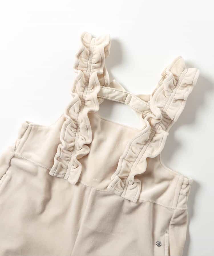 日本童裝 apres les cours 天鵝絨荷葉邊工裝褲 90-140cm 女童款 秋季 Jumpsuit