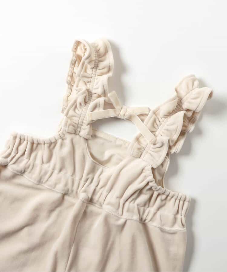 日本童裝 apres les cours 天鵝絨荷葉邊工裝褲 90-140cm 女童款 秋季 Jumpsuit