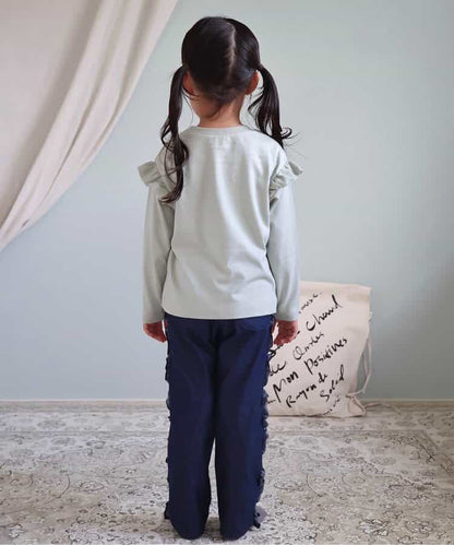 日本童裝 apres les cours 肩部荷葉邊長袖上衣 80-140cm 女童款 秋季 TOPS
