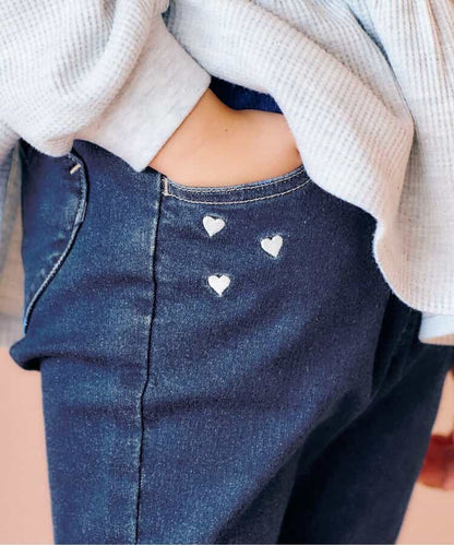 日本童裝 apres les cours 心型刺繡修身長褲 80-140cm 女童款 秋季  PANTS