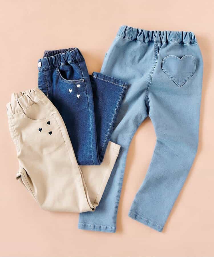 日本童裝 apres les cours 心型刺繡修身長褲 80-140cm 女童款 秋季  PANTS