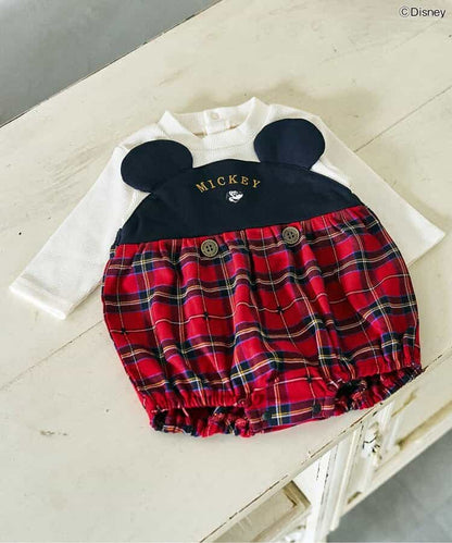 日本童裝 apres les cours x Disney 可愛格仔連衣 70-80cm 男童款/女童款 秋季 Jumpsuit 聖誕紅/新年紅