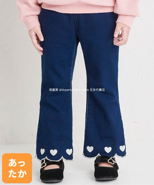 日本童裝 alc#652 抓毛心心喇叭褲 80-140cm 女童款 冬季 PANTS