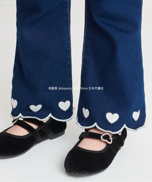 日本童裝 alc#652 抓毛心心喇叭褲 80-140cm 女童款 冬季 PANTS