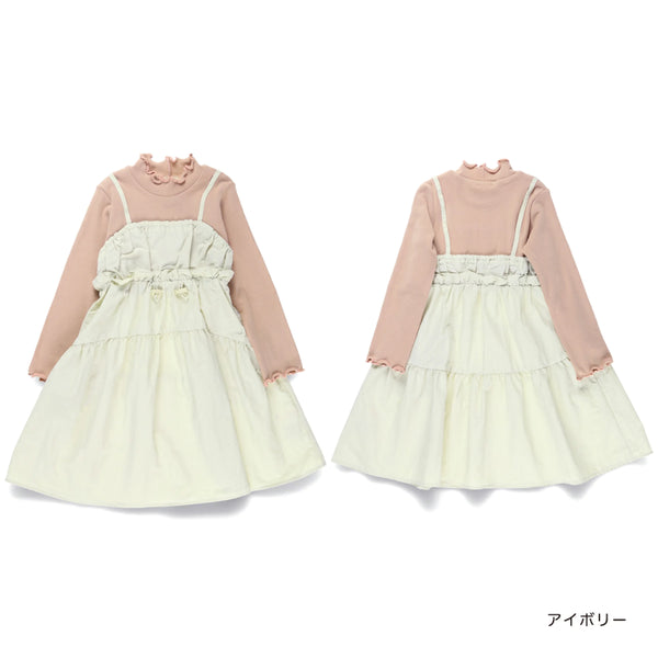 日本童裝 Branshes 假兩件連身裙 90-150cm 女童款 秋冬季 DRESSES