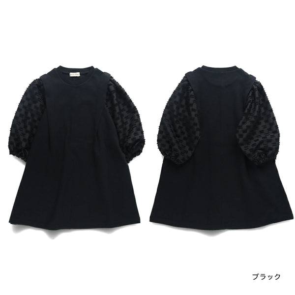 日本童裝 Branshes 拼接袖連身裙 90-150cm 女童款 秋冬季 DRESSES