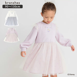 日本童裝 Branshes Disney princess抓毛連身裙 90-130cm 女童款 秋冬季 DRESSES