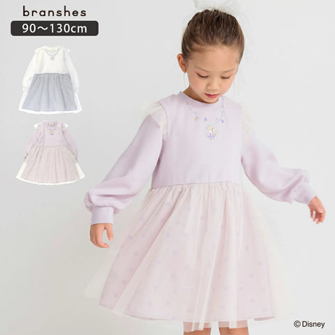 日本童裝 Branshes Disney princess抓毛連身裙 90-130cm 女童款 秋冬季 DRESSES