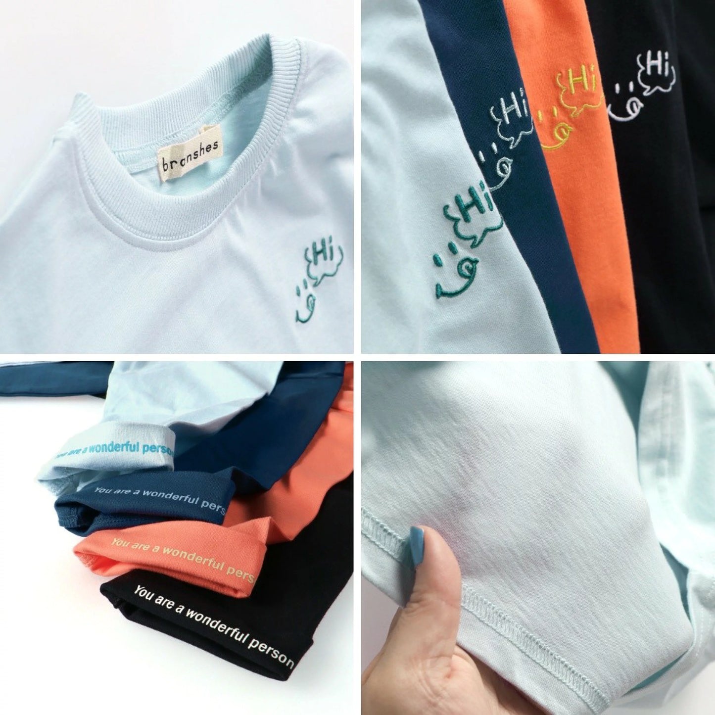 日本童裝 Branshes 刺繡摺袖長袖上衣 80-150cm 男童款 冬季 TOPS