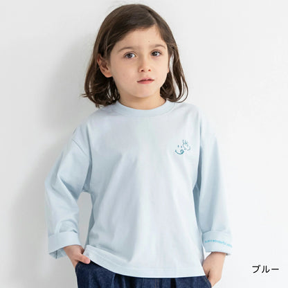 日本童裝 Branshes 刺繡摺袖長袖上衣 80-150cm 男童款 冬季 TOPS