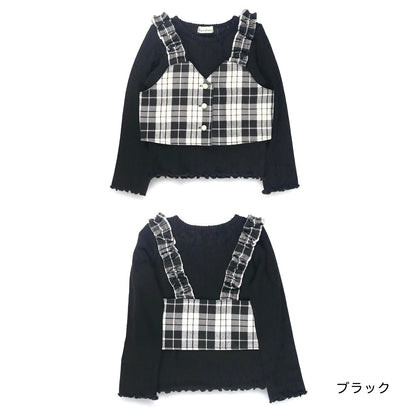 日本童裝 Branshes 格紋上衣兩件套裝 80-150cm 女童款 冬季 TOPS