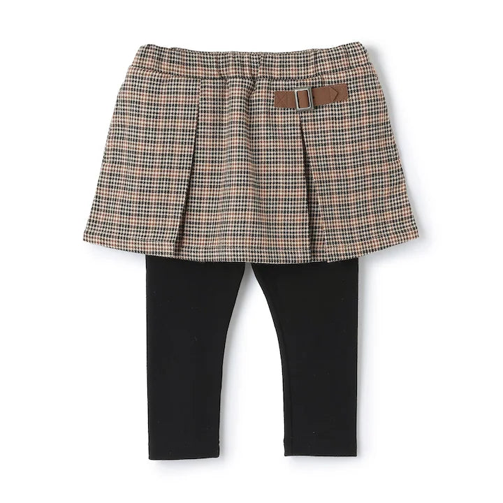 日本童裝 pe#main 假兩件格紋裙連褲 80-130cm 女童款 冬季 PANTS 聖誕紅/新年紅