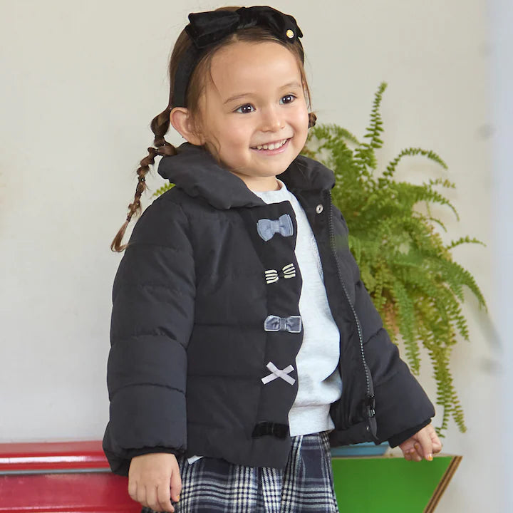日本童裝 pe#main 蝴蝶結夾棉外套 80-130cm 女童款 冬季 (適合香港平均溫度、寒冷天氣、溫度低天氣）OUTERWEAR