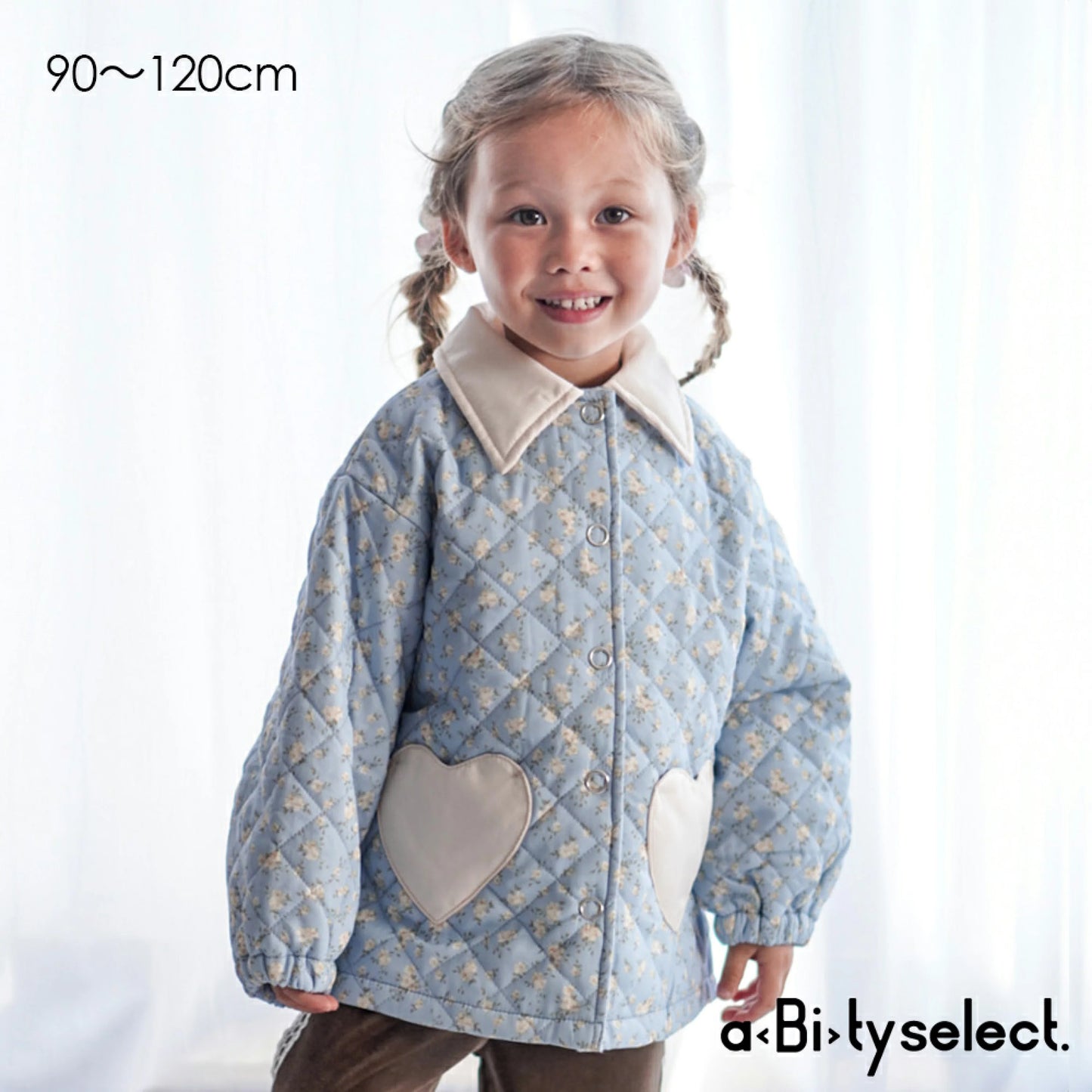 日本童裝 Branshes aBity select.心型口袋小花絎縫外套 90-120cm 女童款 冬季 OUTERWEAR