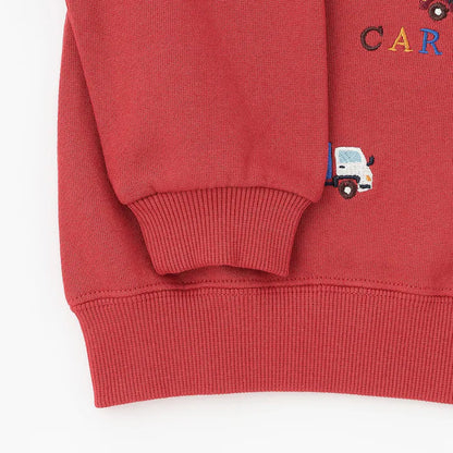 日本童裝 pe#main 車車刺繡衛衣 80-130cm 男童款 冬季 TOPS 聖誕紅/新年紅