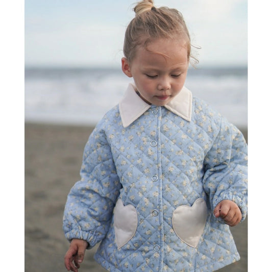 日本童裝 Branshes aBity select.心型口袋小花絎縫外套 90-120cm 女童款 冬季 OUTERWEAR