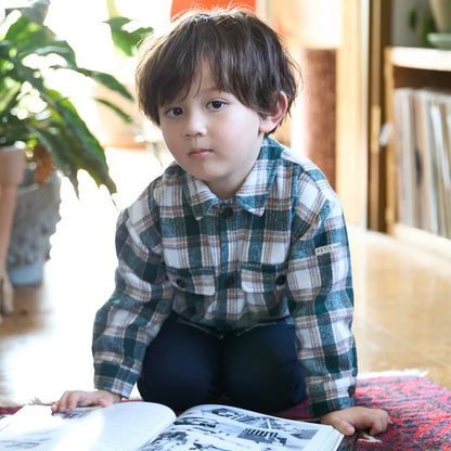 日本童裝 pe#main 燈芯絨/格紋圖案混搭襯衫 80-130cm 男童款 冬季 TOPS