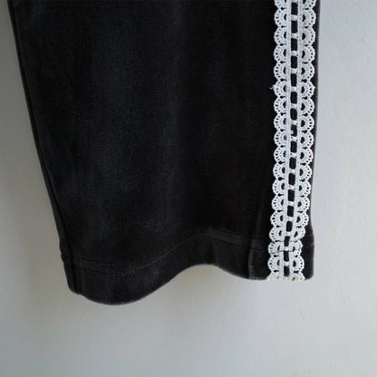 日本童裝 Branshes aBity select. 蕾絲邊天鵝絨長褲 90-120cm 女童款 冬季 PANTS