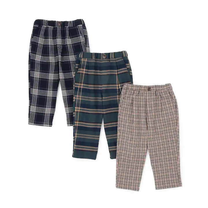 日本童裝 pe#main 薄抓毛格紋彈性長褲 80-130cm 男童款 冬季 PANTS