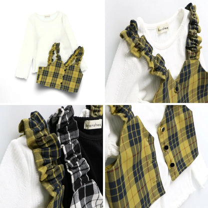 日本童裝 Branshes 格紋上衣兩件套裝 80-150cm 女童款 冬季 TOPS