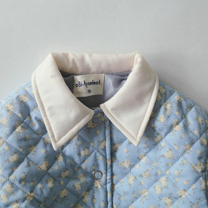 日本童裝 Branshes aBity select.心型口袋小花絎縫外套 90-120cm 女童款 冬季 OUTERWEAR