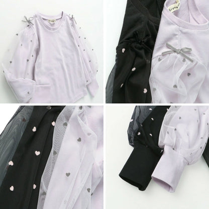 日本童裝 Branshes 薄紗長袖上衣 80-150cm 女童款 冬季 TOPS