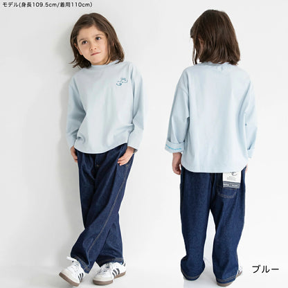 日本童裝 Branshes 刺繡摺袖長袖上衣 80-150cm 男童款 冬季 TOPS