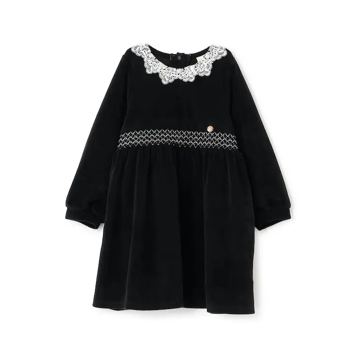 日本童裝 pe#main 天鵝絨蕾絲連身裙 80-130cm 女童款 冬季 DRESSES 面試/宴會/表演