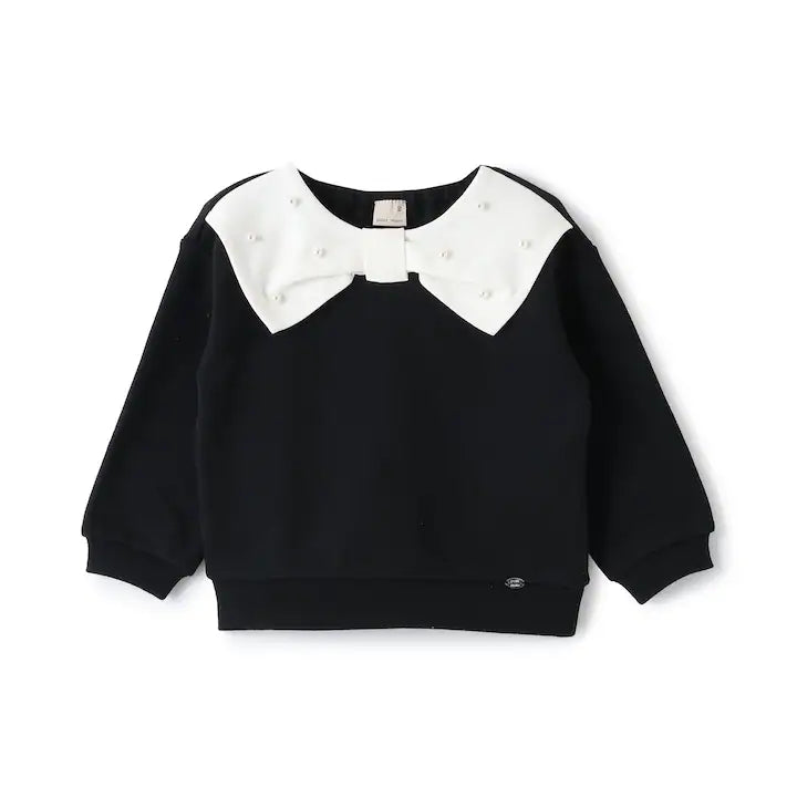 日本童裝 pe#main 抓毛珍珠蝴蝶結衛衣 80-130cm 女童款 冬季 TOPS