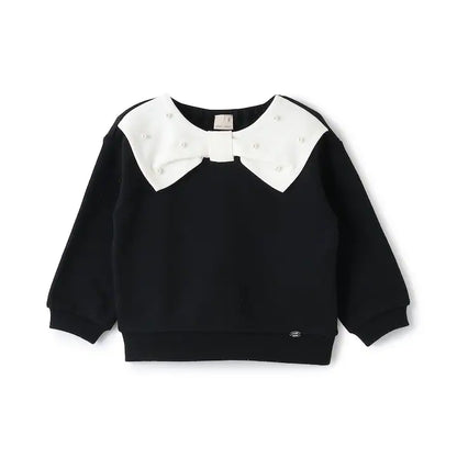 日本童裝 pe#main 抓毛珍珠蝴蝶結衛衣 80-130cm 女童款 冬季 TOPS