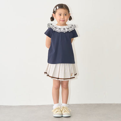日本童裝 Ly# mine 2Way 前後兩著 接觸冷感 防UV 不易變形 蕾絲領上衣 100-150cm 女童款 夏季 TOPS