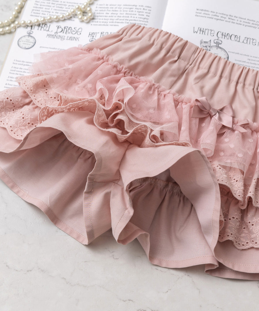 日本童裝 panpantutu 褶邊寬鬆裙褲 95-120cm 女童款 夏季 PANTS