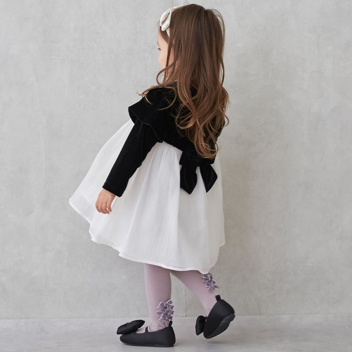 日本童裝 pe#main 泡泡袖雪紡連身裙 80-130cm 女童款 冬季 DRESSES 面試/宴會/表演