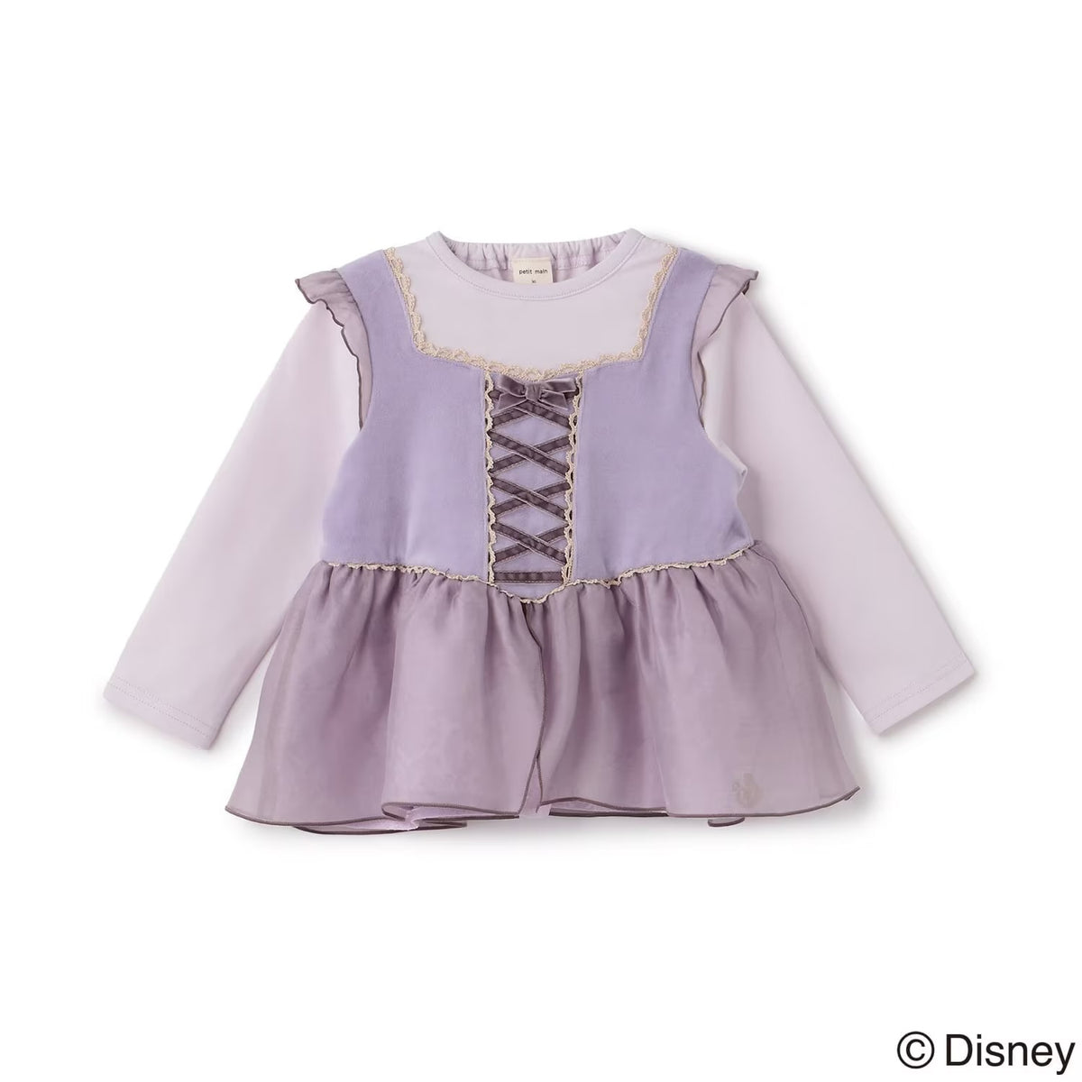 日本童裝 pe#main x Disney Princess 公主印花束腰上衣 90-130cm 女童款 秋季 TOPS