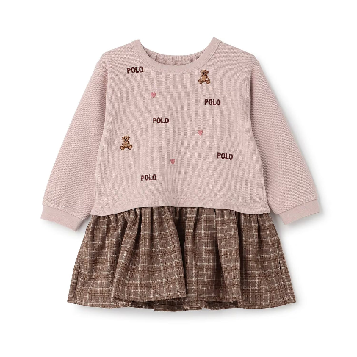 日本童裝 pe#main x【POLO BCS】假兩件拼接連身裙 80-130cm 女童款 秋季 DRESSES