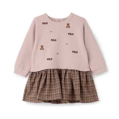 日本童裝 pe#main x【POLO BCS】假兩件拼接連身裙 80-130cm 女童款 秋季 DRESSES