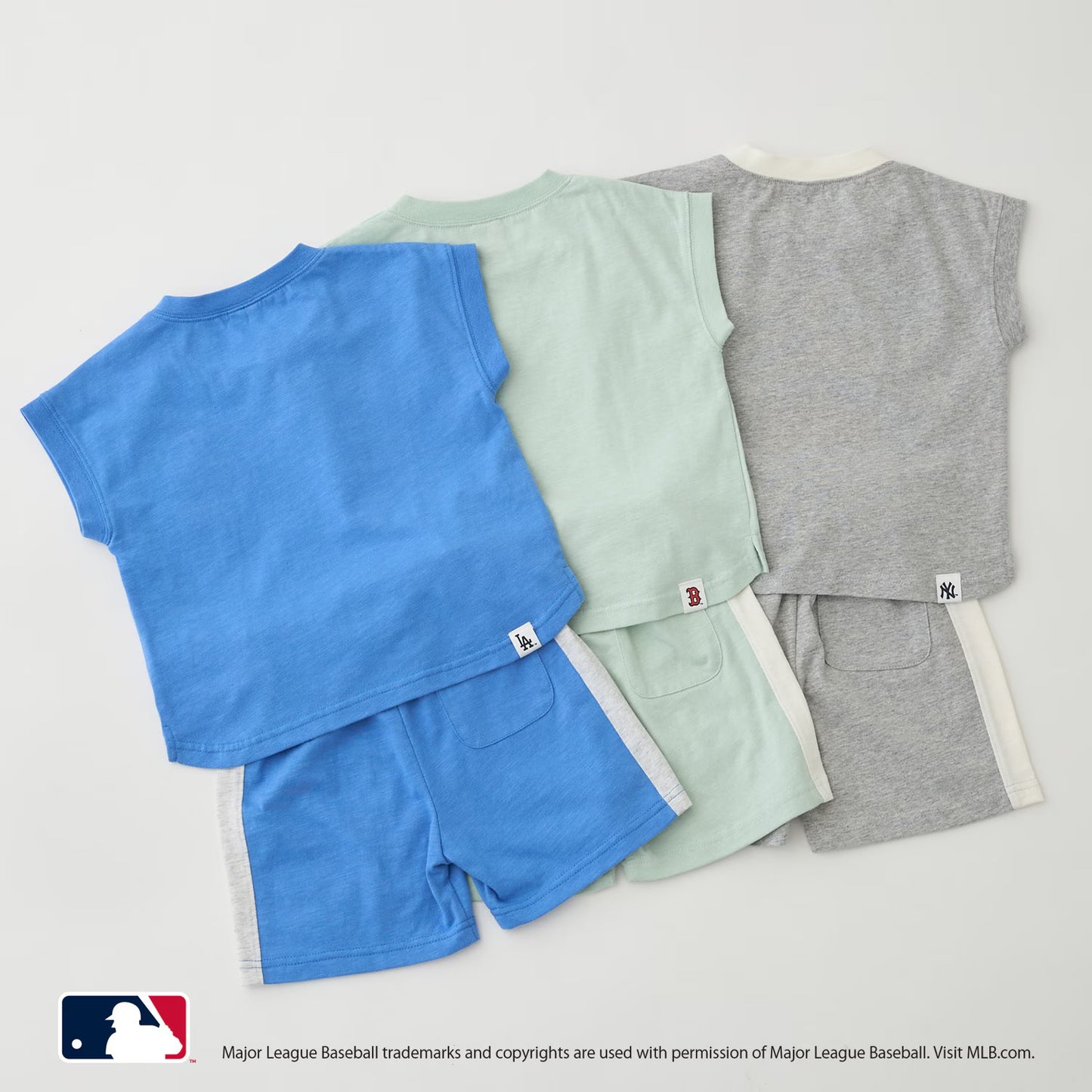 日本童裝 pe#main x 【MLB】上衣短褲兩件套裝 80-130cm 男童款 夏季 TOPS PANTS