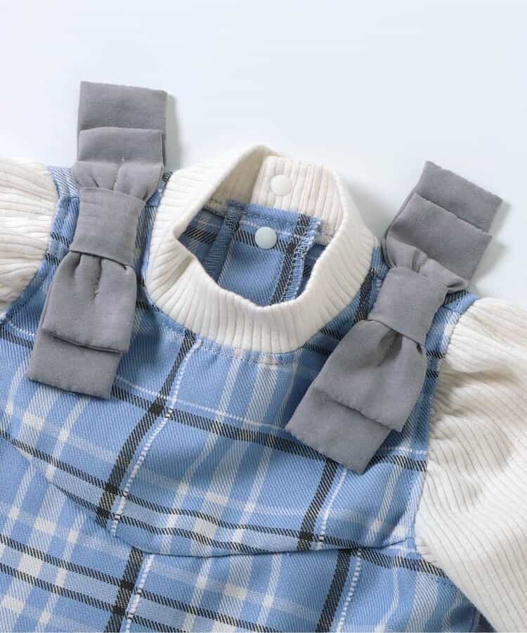 日本童裝 apres les cours 格仔連衣 70-80cm 女童款 冬季 Jumpsuit 聖誕紅/新年紅