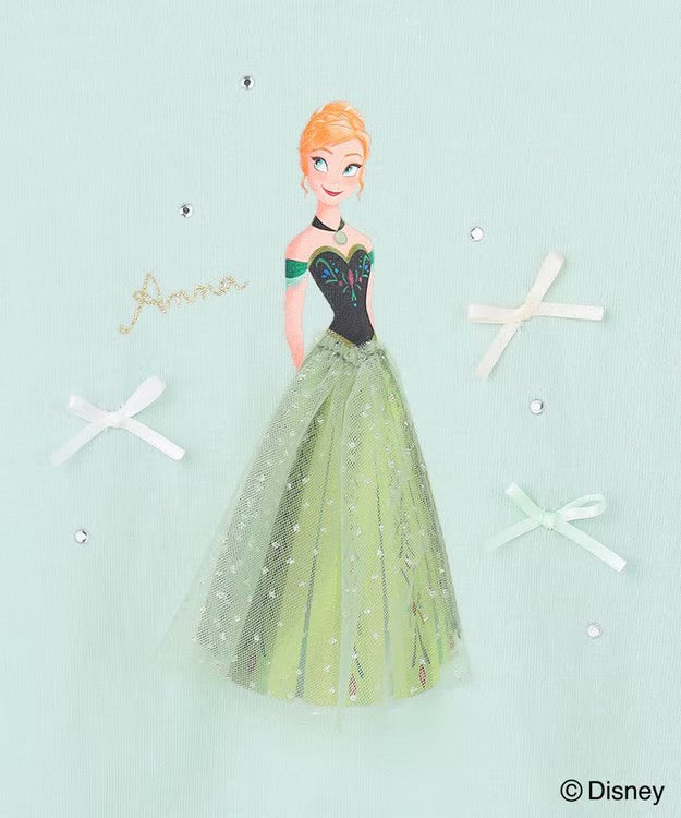 日本童裝 aF#a325 x Disney FROZEN 接觸冷感 薄紗袖印花上衣 90-130cm 女童款 夏季 TOPS
