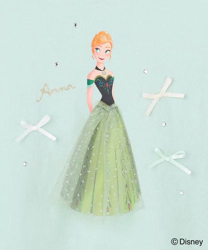 日本童裝 aF#a325 x Disney FROZEN 接觸冷感 薄紗袖印花上衣 90-130cm 女童款 夏季 TOPS