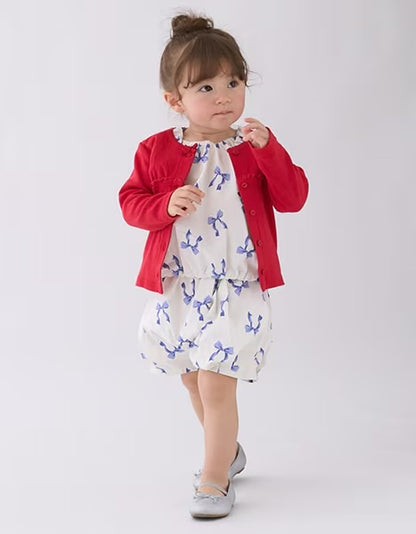 日本童裝 pe#main 蝴蝶結圖案兩件套裝 80-130cm 女童款 夏季 TOPS PANTS