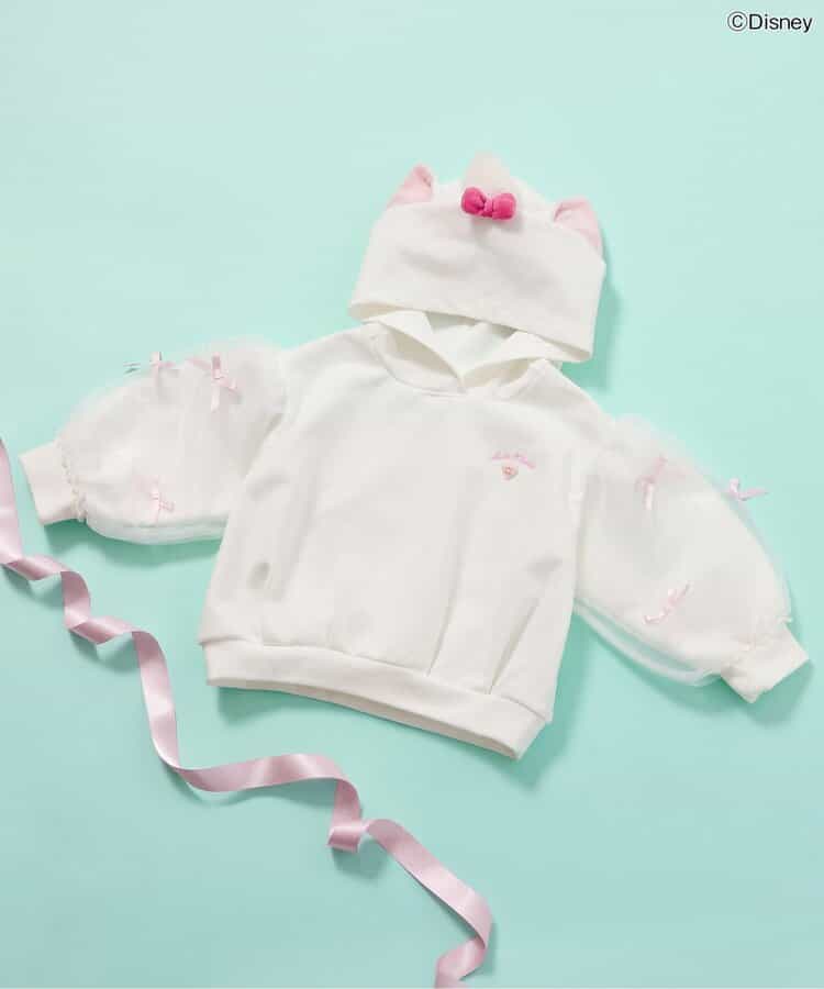 日本童裝 apres les cours x Disney Marie絲帶連帽衛衣 80-140cm 女童款 冬季 TOPS