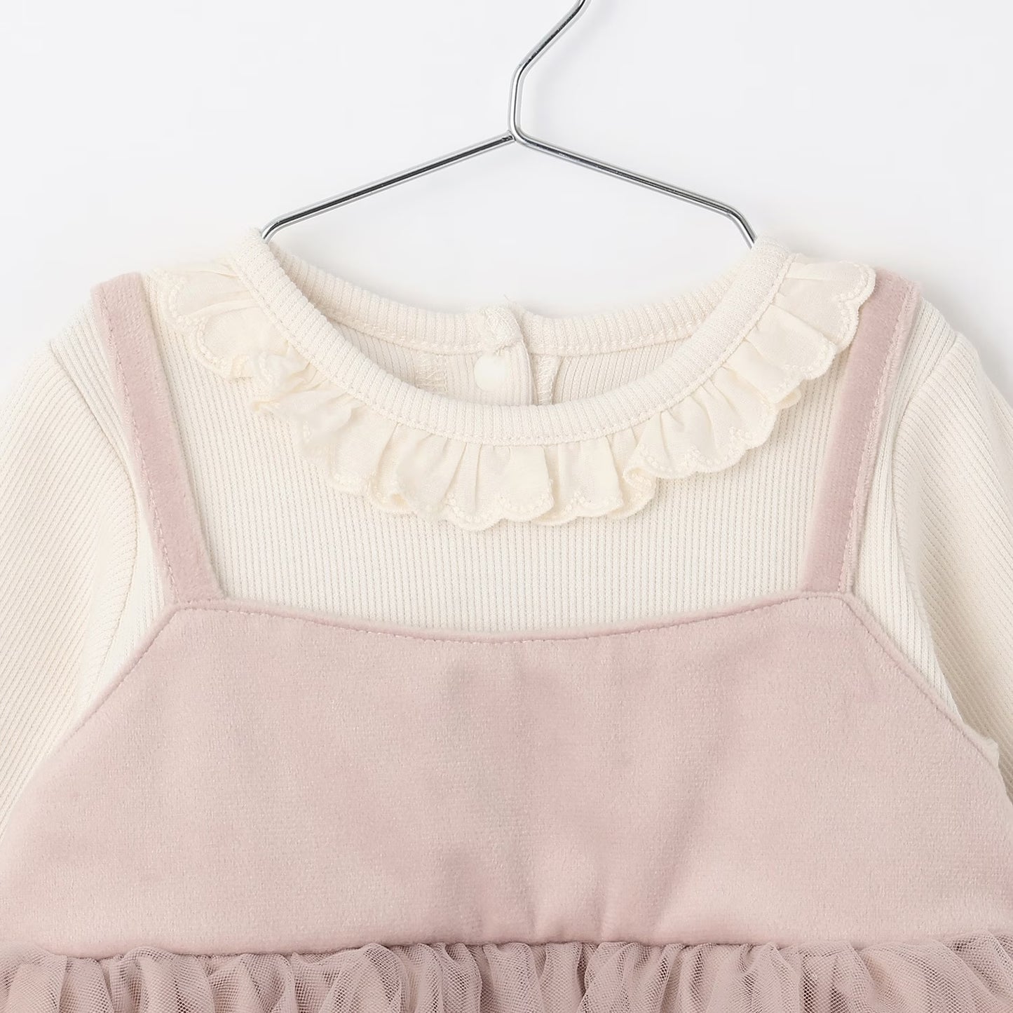 日本童裝 pe#main 假兩件網紗連衣 70-80cm 初生嬰兒 女童款 冬季 Jumpsuit