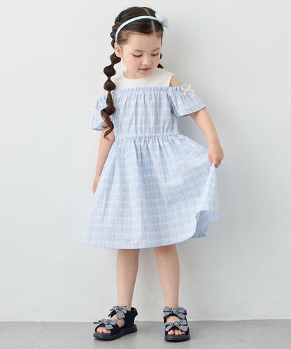 日本童裝 aF#a325 露肩連身裙 100-150cm 女童款 夏季 DRESSES